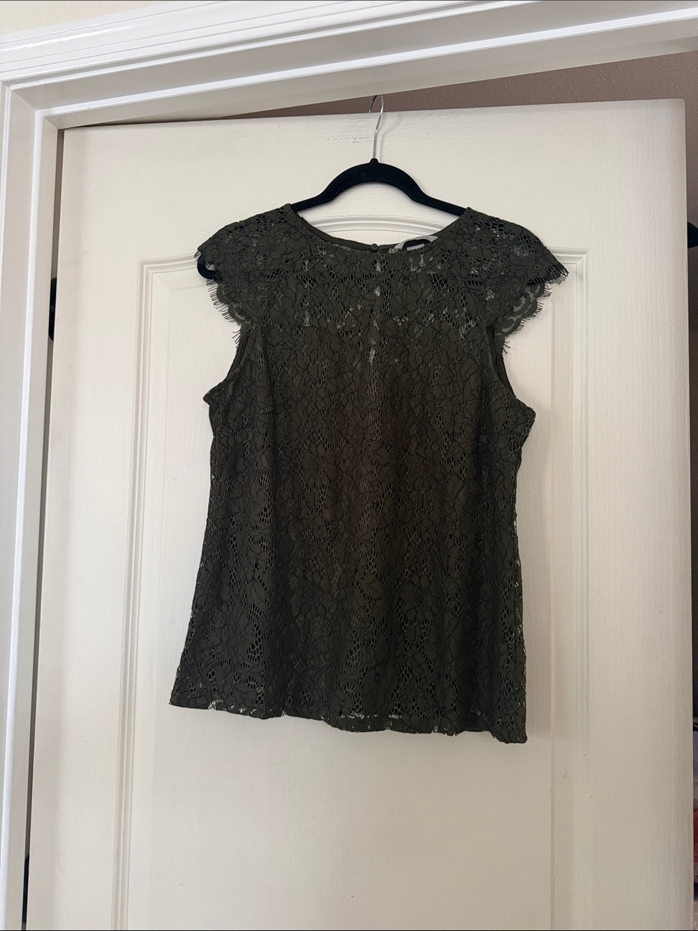 H&M Olive Green Lace Cap-Sleeve Camisole